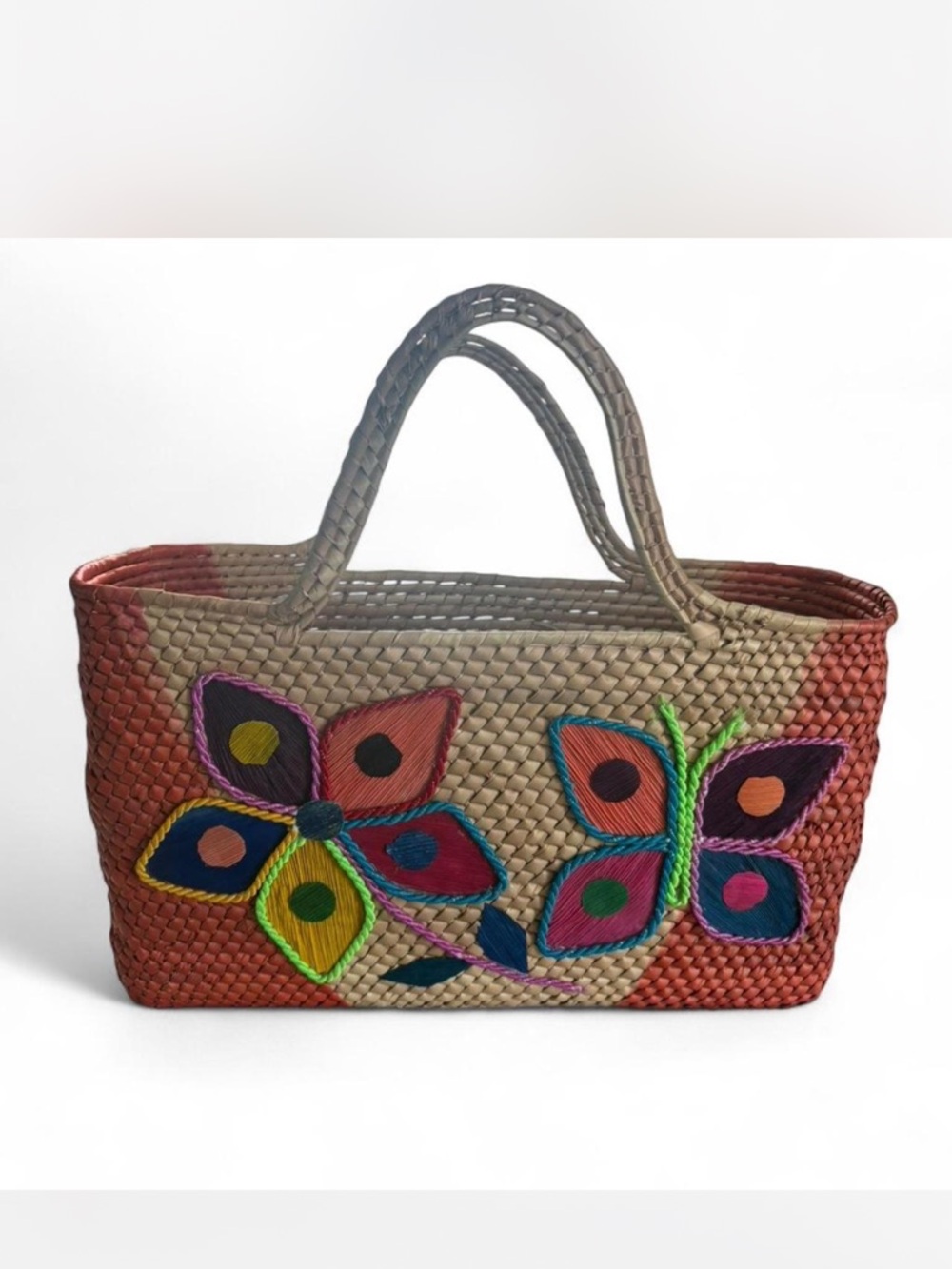 Handwoven Multicolor Floral Tote Bag